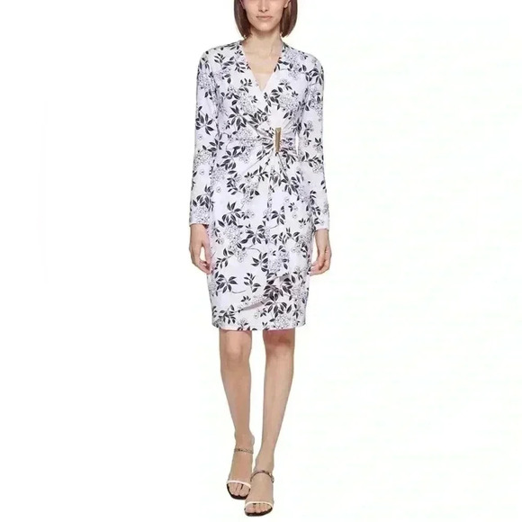 CALVIN KLEIN NWT Floral-Print Side-Bar-Detail Sheath Dress
 Size 6 - Picture 1 of 11